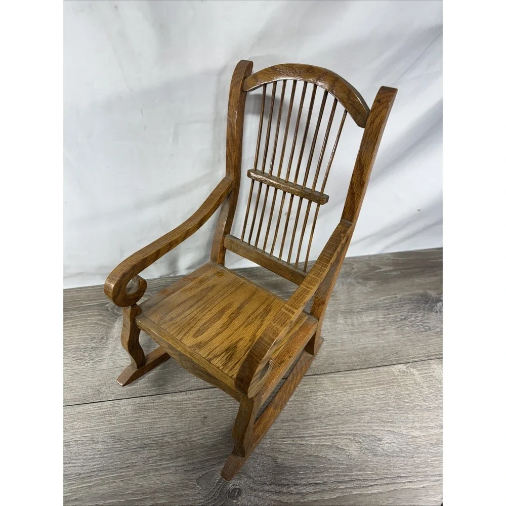 Vintage Wooden Rocking Chair for Large Dolls 14